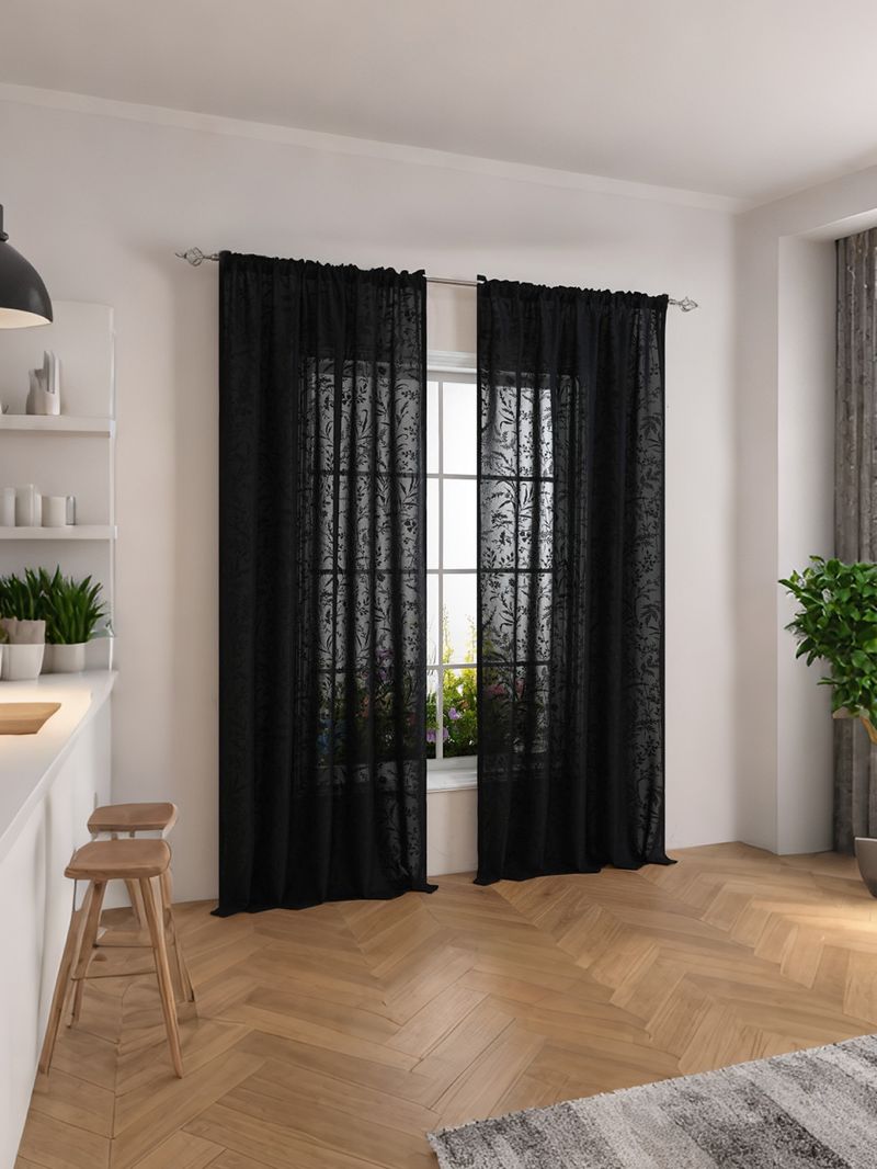 Tende trasparenti vintage verdi - Design in pizzo e ritagli per soggiorno/camera da letto/balcone (elegante tulle semitrasparente che filtra la luce)_voghion.com