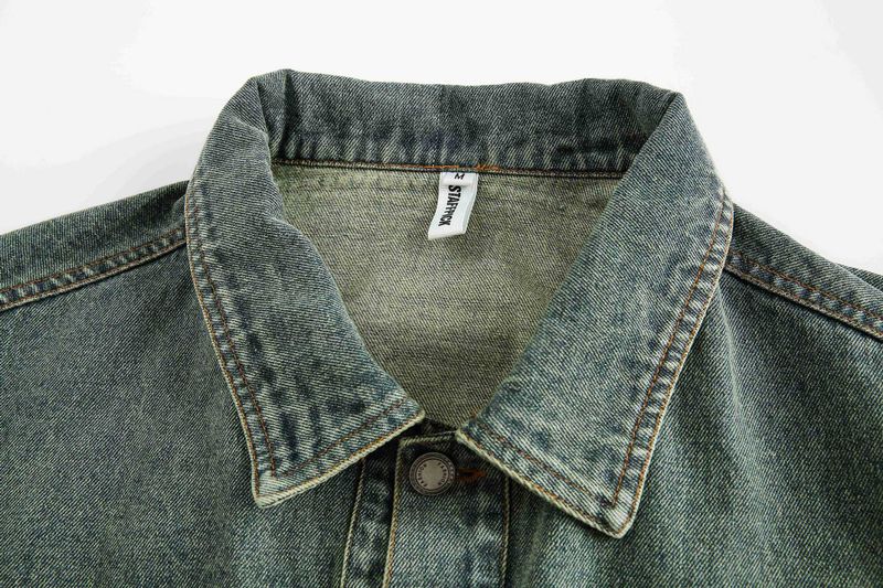 Eon Modish 2025 Autunno Stile Americano Semplice Giacca in Denim Larga_voghion.com
