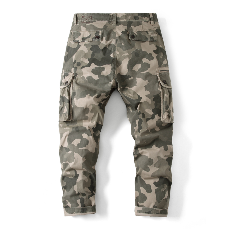 Otoño e invierno, pantalones de camuflaje sueltos con pies agrupados para hombres, pantalones sueltos de talla grande con múltiples bolsillos_voghion.com