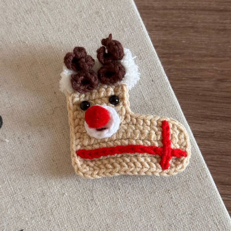 Cute Wool Christmas Hairpin Christmas Elk Socks Festive Atmosphere BB Clip Bangs Clip Side Clip Hair Accessories_voghion.com