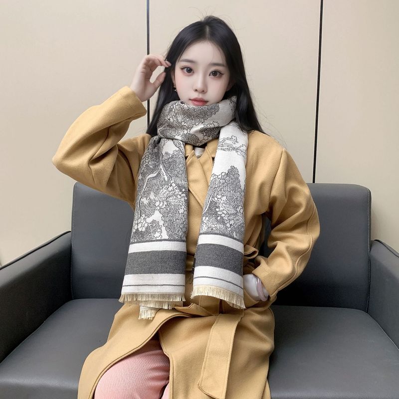 Neu für Damen Winter 2025: Doppelseitiger, langer, schlichter, vielseitiger, warmer Schal/Halstuch für reife Damen, in Schwarz und Weiß erhältlich._voghion.com