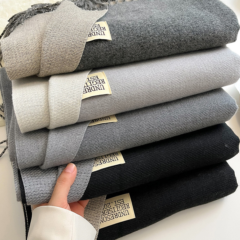 Cachecol premium de cashmere sintético dupla face para mulheres e homens - xale grande e macio para inverno em cores sólidas (68 x 200 cm)_voghion.com