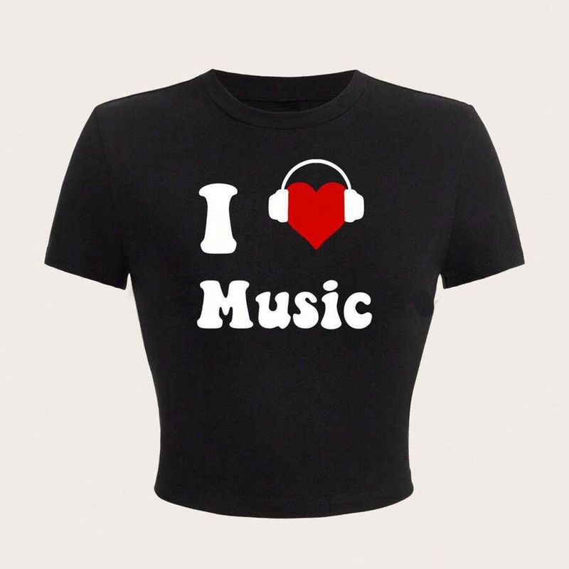 Zomer 2024 Nieuw product Eenvoudige mode bedrukte open navelstreng afslankende onderkant dames top T-shirt_voghion.com