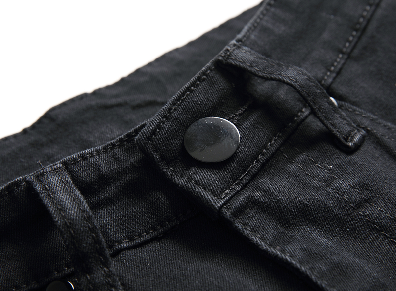 Jeans elasticizzati slim fit da uomo con strappi alle ginocchia - Pantaloni in denim lavato vintage per abbigliamento casual e streetwear_voghion.com