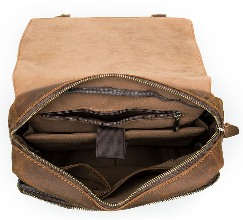 Leather Men's Backpack Large Capacity Business Travel Cowhide Backpack Laptop Bag Men_voghion.com