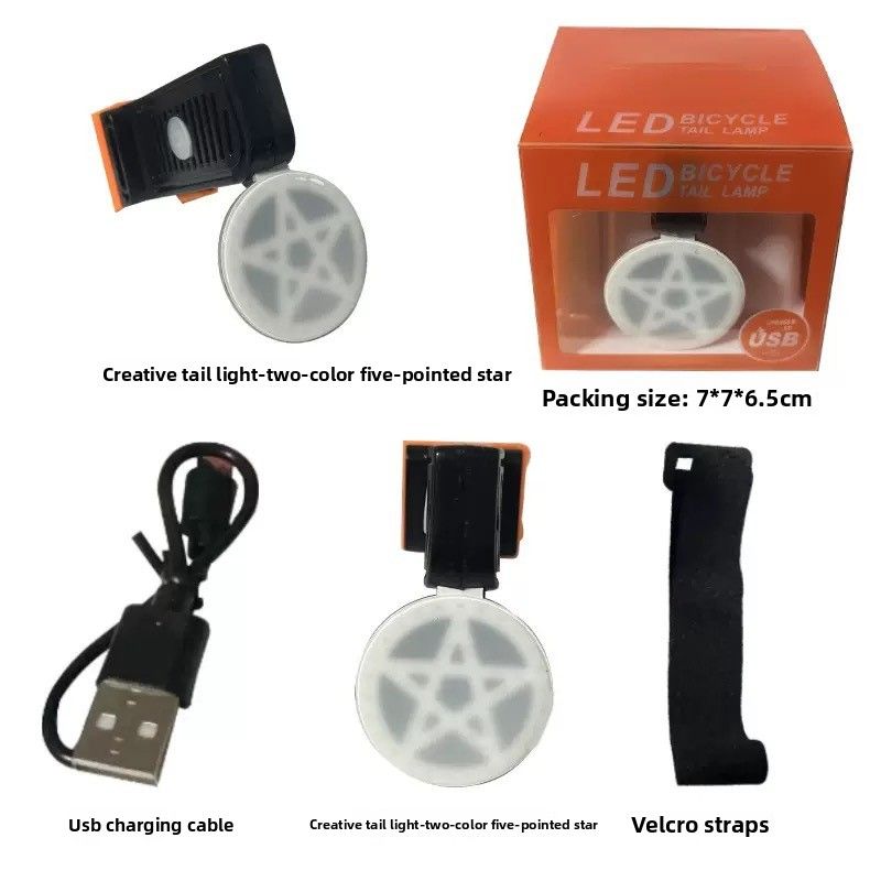 Fahrrad Herz Schwanz Nacht Reiten USB Lade COB Warnung Licht Blinkt Hohe Helligkeit Zubehör_voghion.com