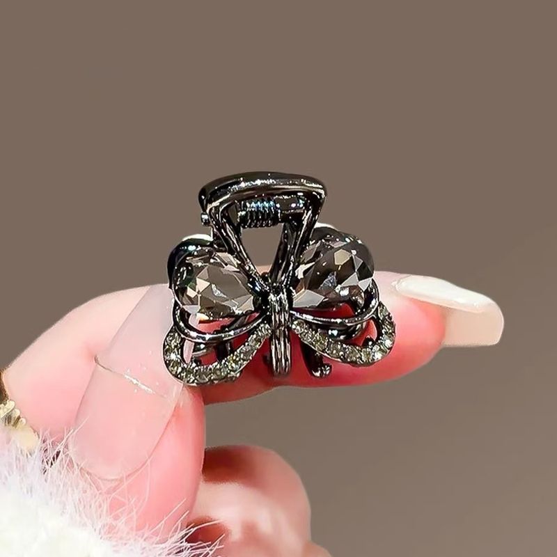 Nœud papillon délicat en cristal noir, petites pinces latérales en alliage pour femmes, serre-tête à épingles à cheveux, accessoires pour cheveux_voghion.com