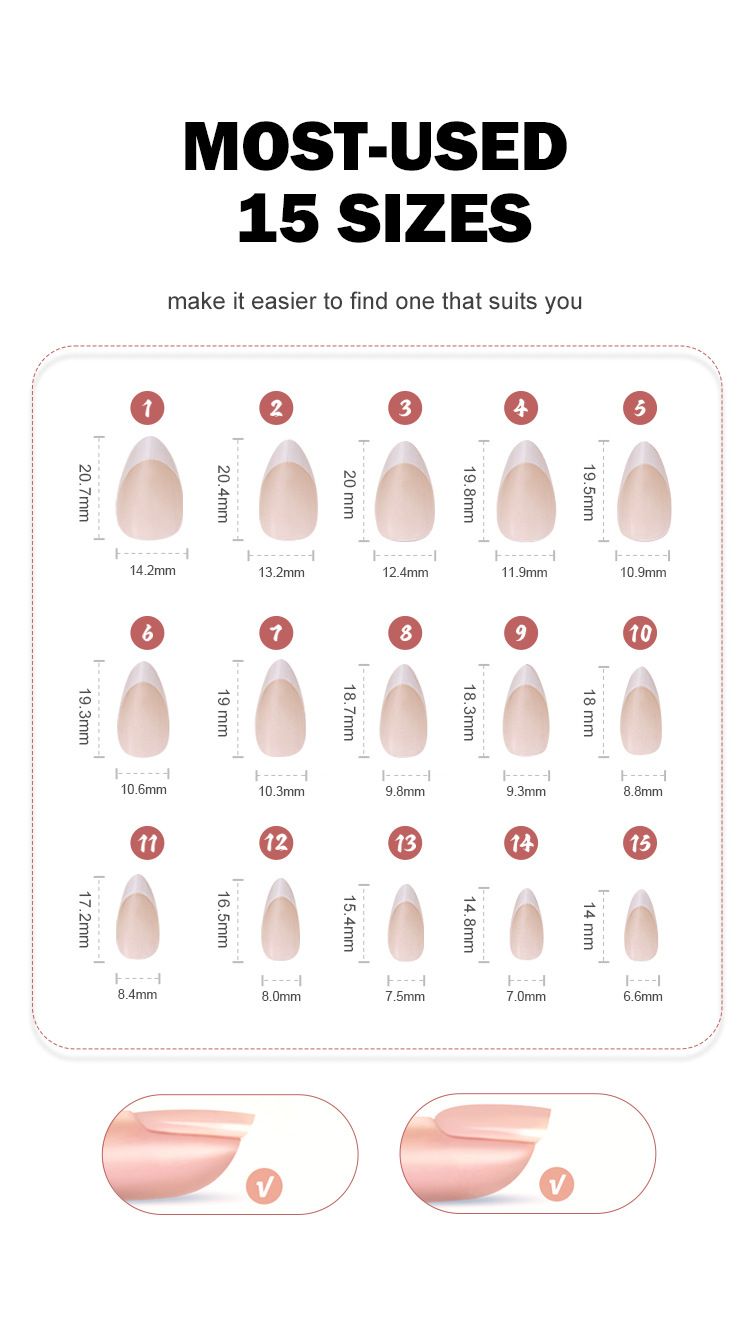 Nägel French Nail Sheet Nagel Patch Kurze Mandel Nagel Sheet Boxed 150_voghion.com