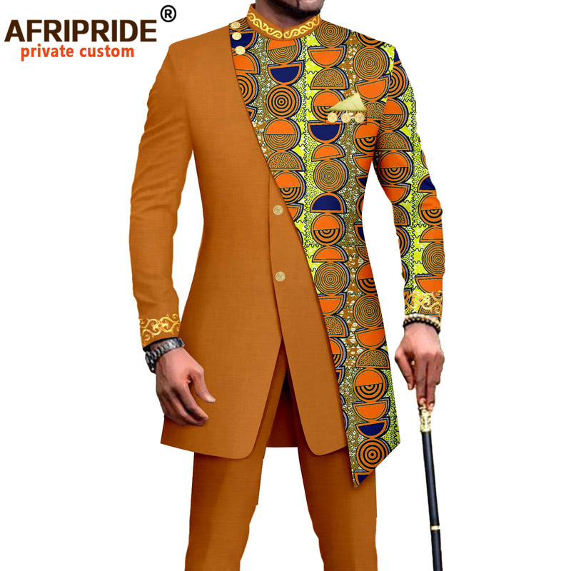 Herrenbekleidung, afrikanische Männer, schlankes zweiteiliges Set_voghion.com