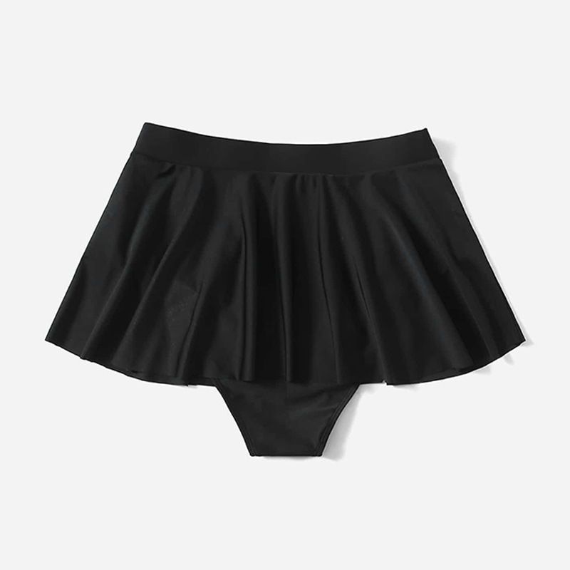 Maillot de bain de grande taille pour femme, couleur unie, style européen et américain, avec jupe de plage, anti-exposition_voghion.com
