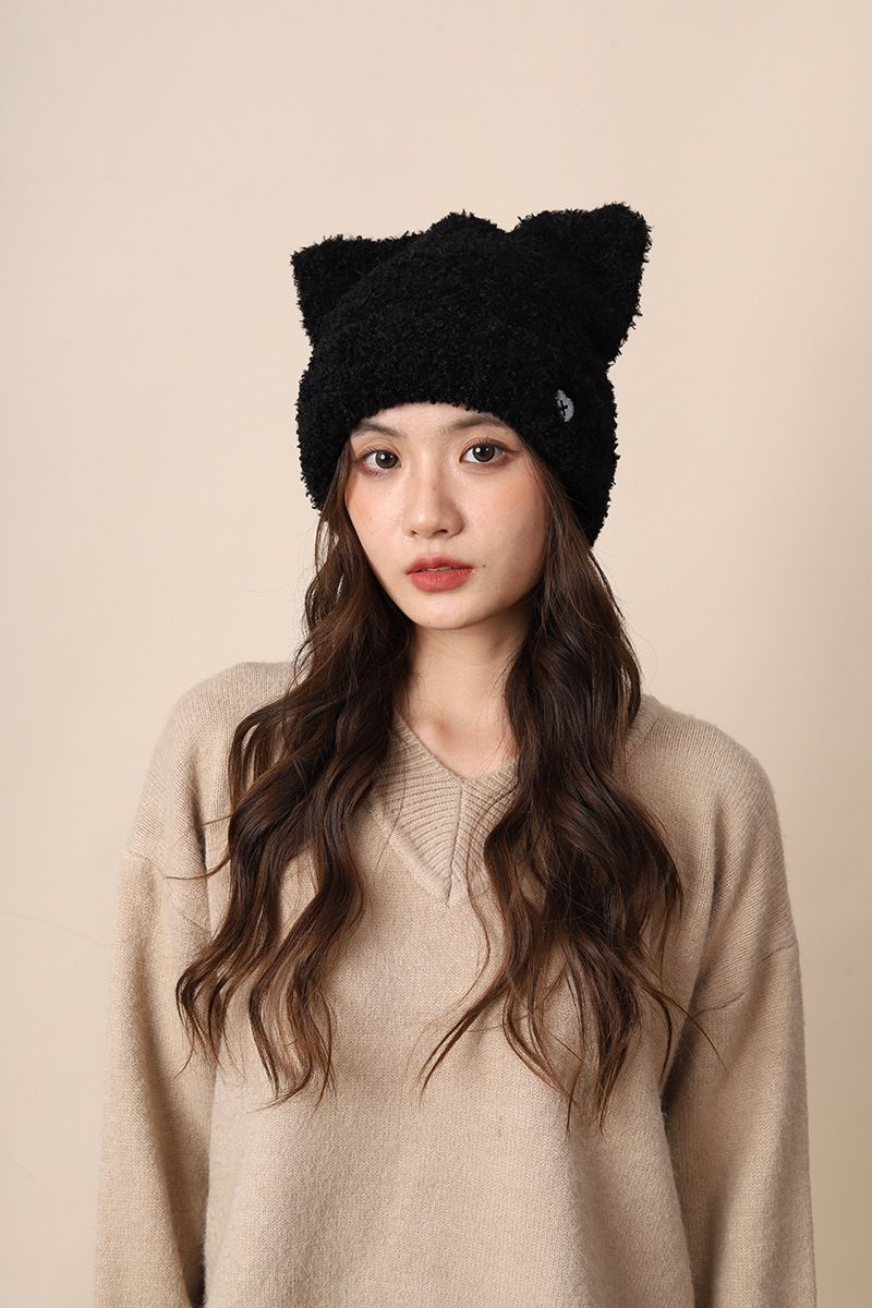 Orecchie di gatto (pane a forma di orecchio di gatto cotto a vapore) lana da donna calda in autunno inverno adorabile lavorato a maglia per casual coreano e_voghion.com