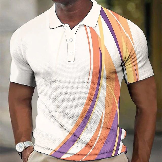 Neues, digital bedrucktes, lockeres, lässiges, gewöhnliches, sommerliches, kurzärmeliges 3-d-Poloshirt mit Knöpfen für Herrenbekleidung_voghion.com