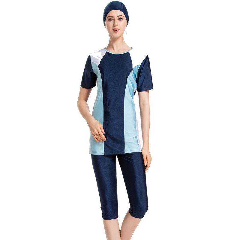 Women's Clothing Sunscreen Cropped Pants Short Sleeved Three Piece Swimsuit_voghion.com