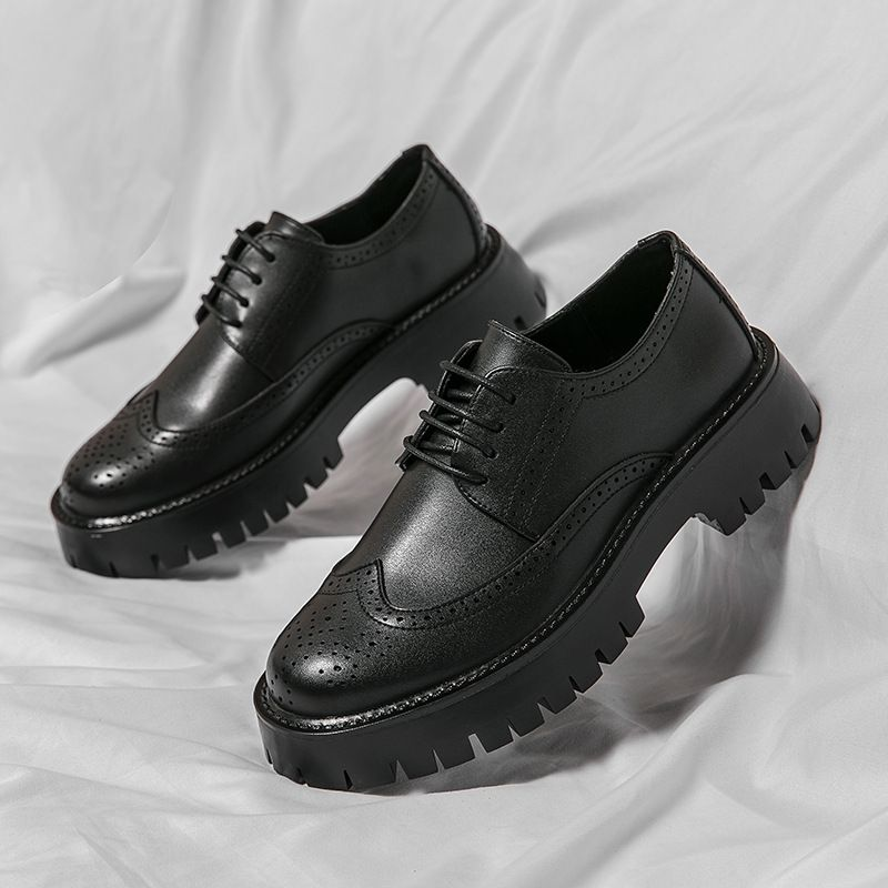 Primavara si toamna noua piele de taur cu cap mare pentru tineret low-top outdoor cu siret casual talpa groasa moda pantofi barbati_voghion.com