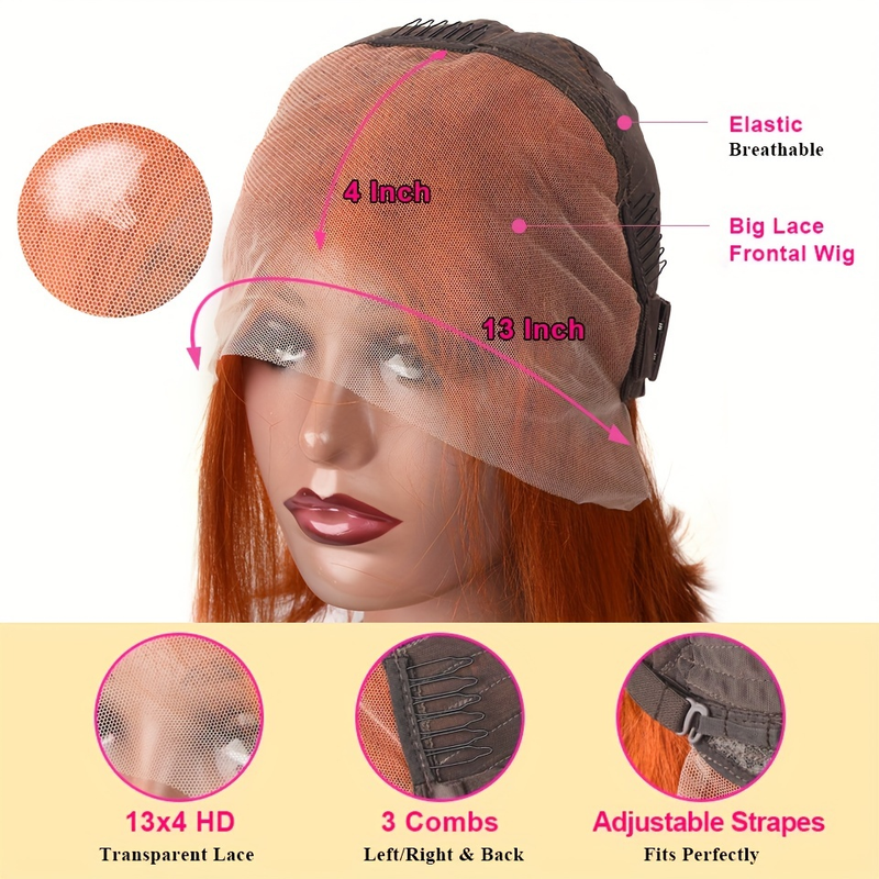 180% 13x4 perruque de cheveux humains bordeaux gingembre orange bouclés Bob perruque moyenne longue vague profonde perruque bouclée ondulée dentelle avant perruque de cheveux humains ligne de cheveux naturelle_voghion.com