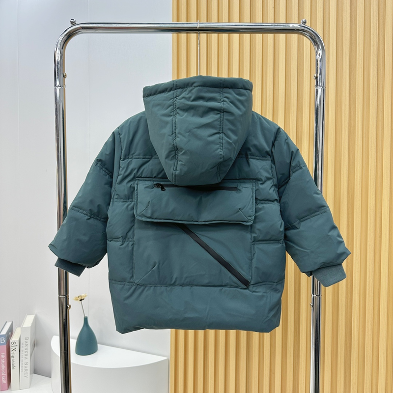 Children's mid-length white duck down jacket boys and girls thickened jacket hooded down jacket light and soft warm clothes_voghion.com