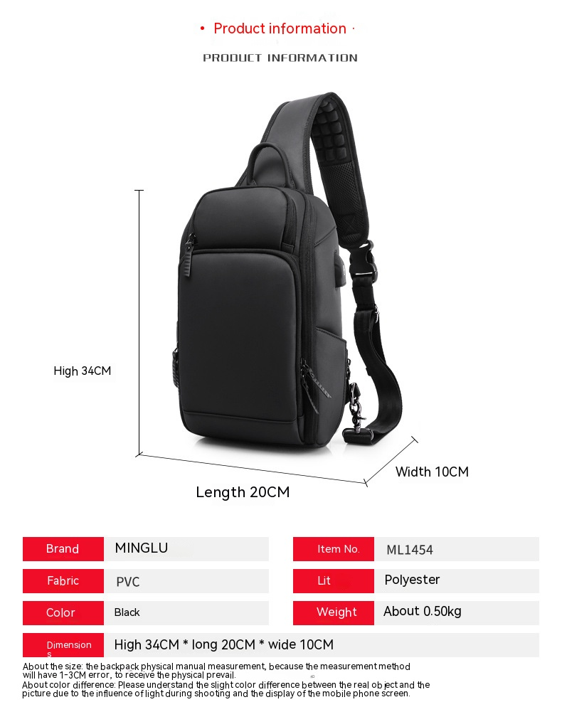 Τσάντα στήθους, ανδρική πολυλειτουργική επιχείρηση, αθλητικά, ταξίδια, χιαστί τσάντα με έναν ώμο_voghion.com