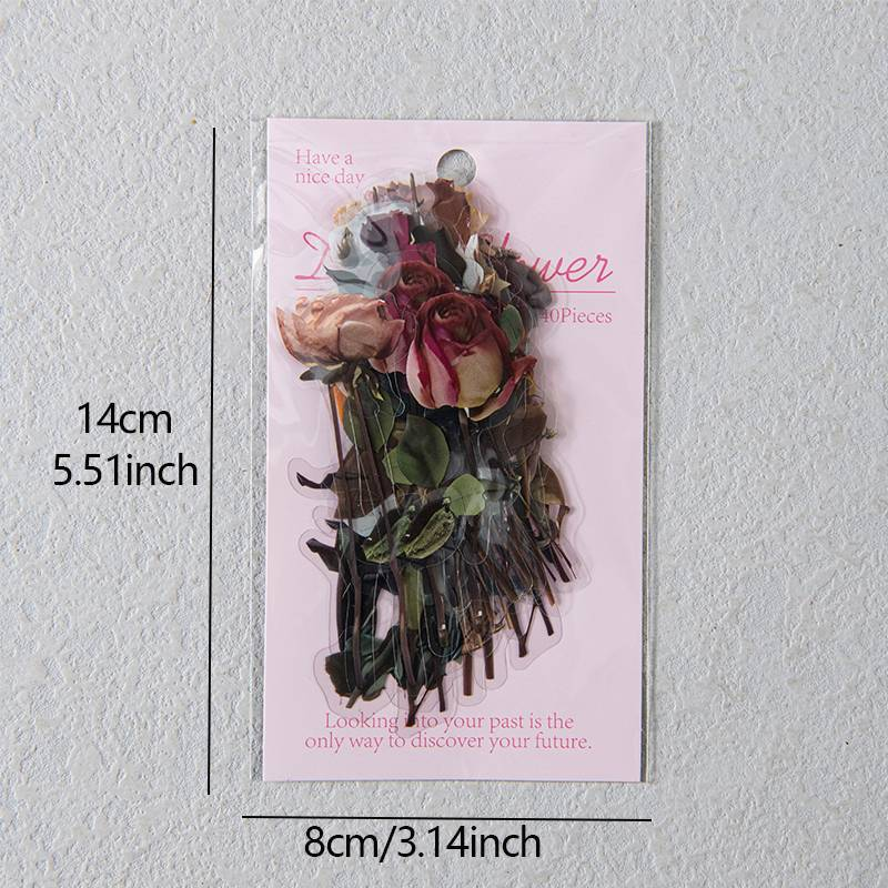 40 de coli/pachet de autocolante lucioase cu trandafiri și decor de cristal, autocolante florale autoadezive pentru albume de scrapbooking_voghion.com