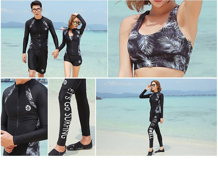Traje de buceo con protección solar para parejas, traje de esnórquel para mujer, traje de baño de dos piezas para padres e hijos, adelgazante de manga larga._voghion.com