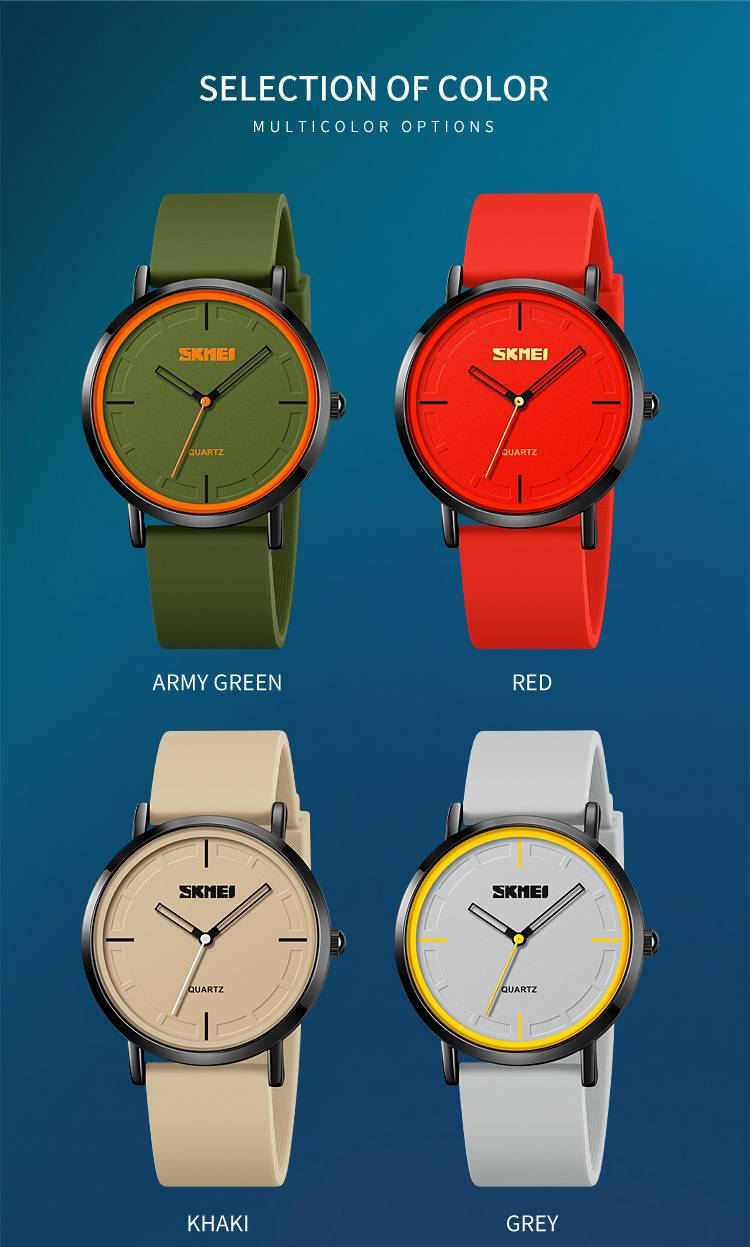 SKMEI Colorful Minimalist Quartz Smartwatch 2050 Fashionable Casual Design. Versatile Contrast Colors._voghion.com