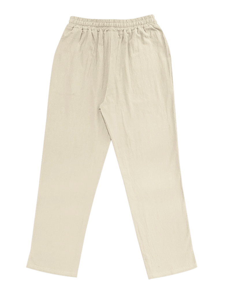 Pantaloni in lino premium da uomo – Pantaloni traspiranti dalla vestibilità comoda con coulisse in vita, leggeri ed eleganti per l'estate_voghion.com