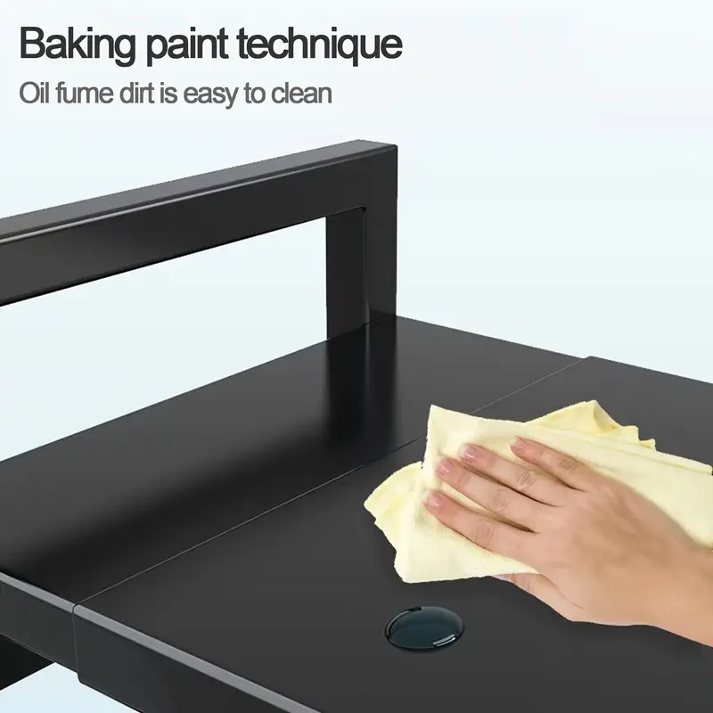 Ausziehbares Mikrowellenregal – Ausziehbarer Ständer mit 6 Haken, strapazierfähig, Küchentheken-Organizer, schwarz_voghion.com