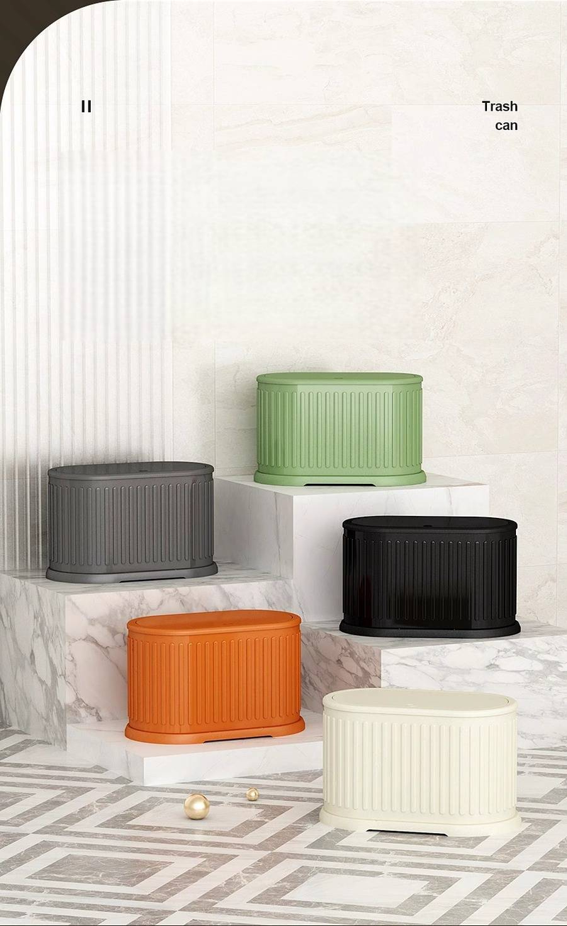 Cestino da scrivania in acciaio inox con coperchio a pressione - Elegante mini cestino ovale per casa, ufficio e bagno - Capacità 3 l (disponibile in diversi colori)_voghion.com