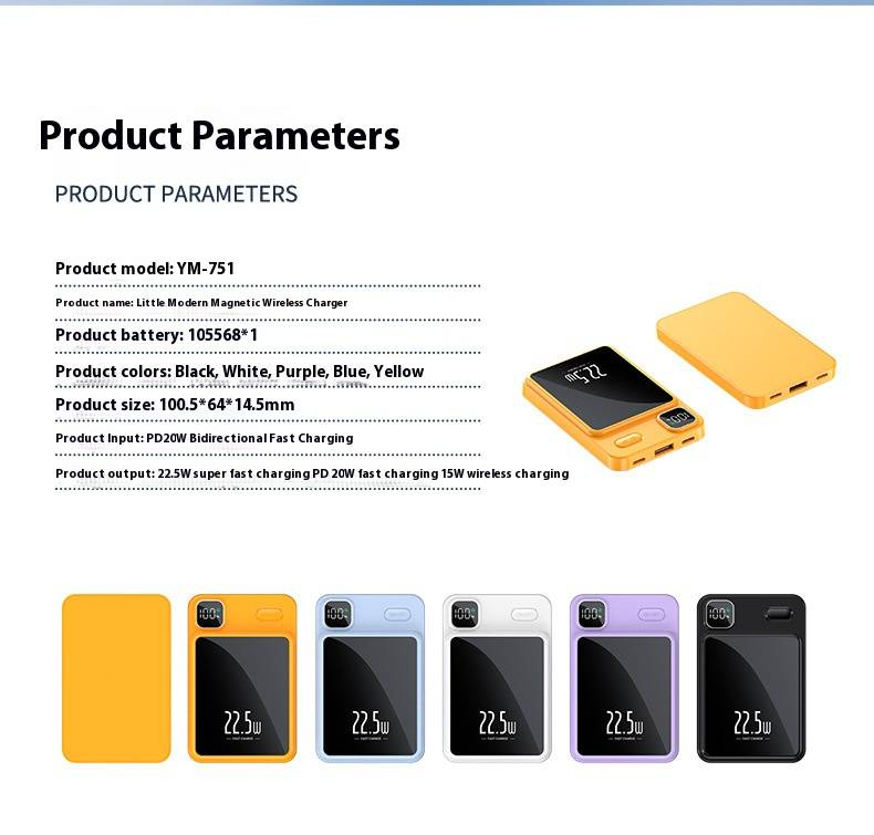 Magnetic Wireless Power Bank 20000mAh With PD22.5W Fast Charging, Slim Portable External Battery For IPhone & Android, Compatible With MagSafe_voghion.com
