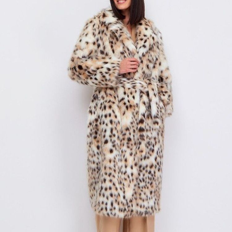 Damen Kunstpelzmantel mit Leopardenmuster – Lange Winterjacke mit Gürtel & Anzugkragen_voghion.com