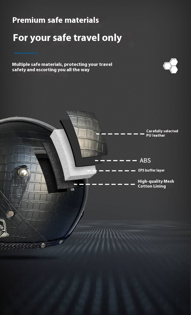 Retro-Elektro-Motorradhelm mit Bluetooth und abnehmbarer Maske – 3/4-Open-Face-Design, handgefertigte ABS-Schale_voghion.com
