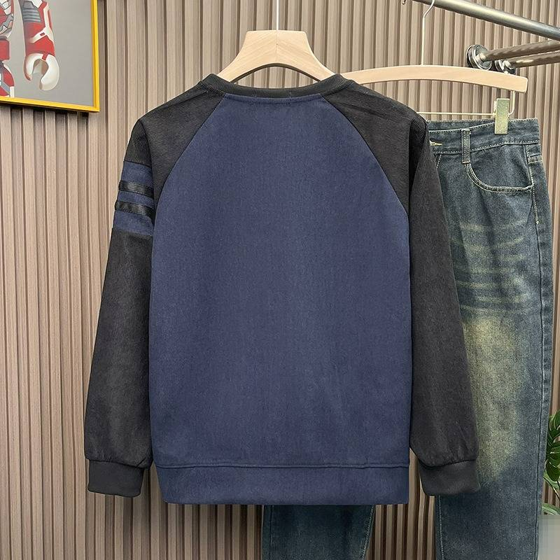 Herrenbekleidung Rundhalspullover Langarm Waffelstrick Rundhals-Sweatshirt Langarm-T-Shirt Lässiger Pullover mit Tasche Streetwear Essential_voghion.com