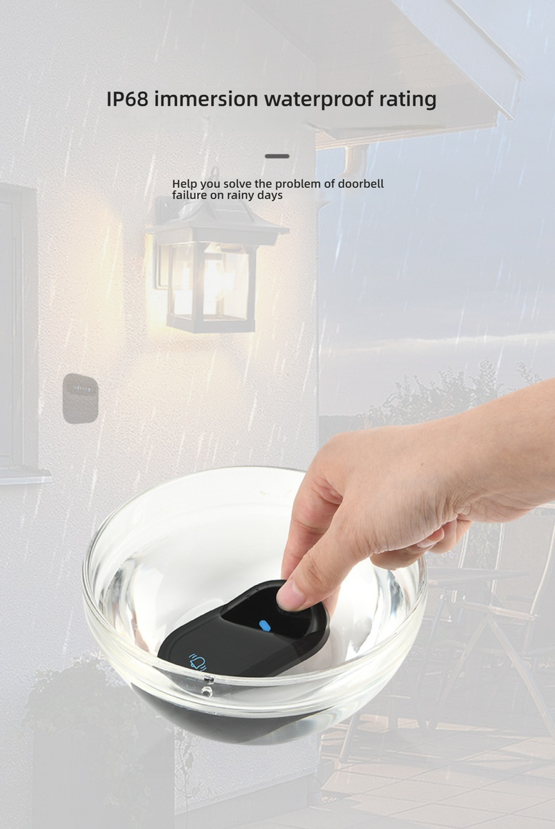 Selbstversorgende drahtlose Türklingel mit 38 Klingeltönen, keine Batterie erforderlich, 433 MHz große Reichweite, Plug-in-Empfänger (Schwarz/Weiß, 1-zu-1/1-zu-2/2-zu-1)_voghion.com