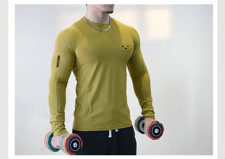 SwayneMen's Long-sleeved Fitness Top, Tight-fitting, High-elasticity, Quick-drying, Breathable T-shirt, Warm Base Layer_voghion.com