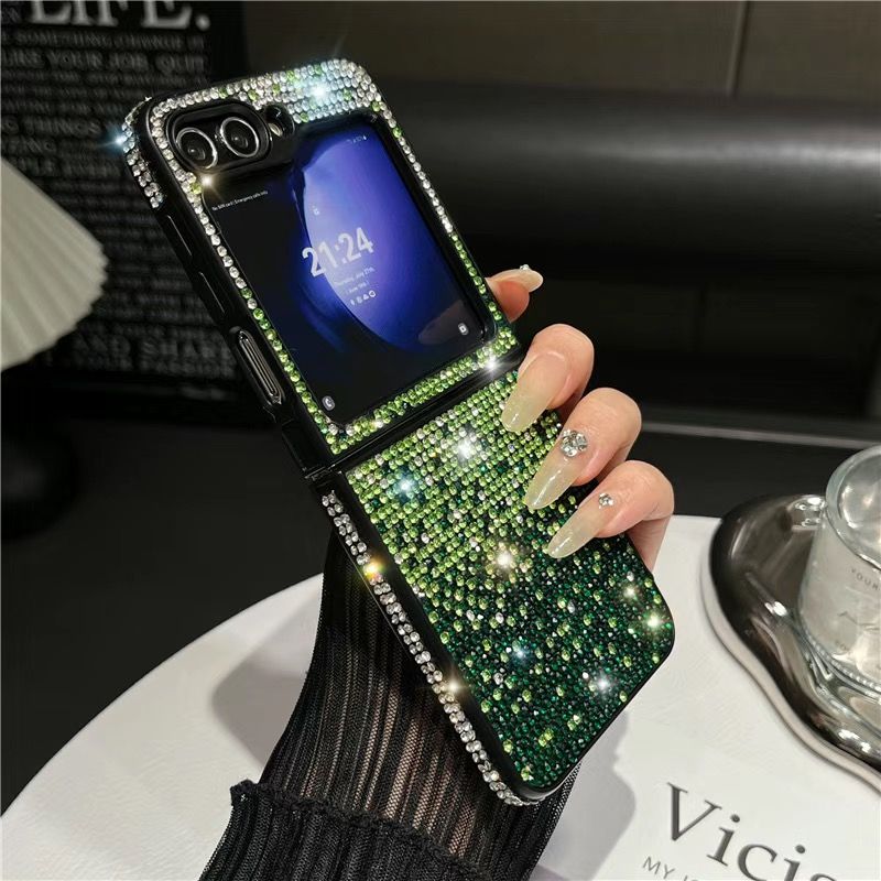 Luxus Diamant Farbwechsel Kristallband Handgelenk Kette Armband Handyhülle Abdeckung für Samsung Galaxy Z Fold 3 4 5 6 W22 W23_voghion.com