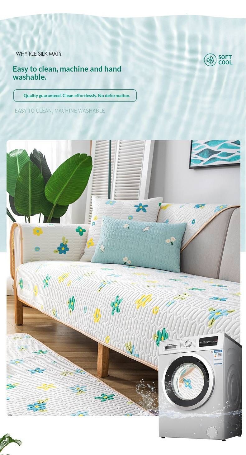 Funda de cojín de látex transpirable para sofá: refrescante en verano, antideslizante, ajuste universal para sofás y seccionales._voghion.com