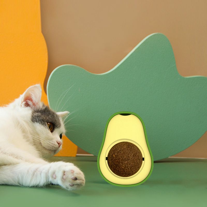 Guangying Katzenspielzeug, kreatives Zahnreinigungsspielzeug, rotierender Avocado-Katzenminze-Ball, Katzen-Kauspielzeug, Heimtierbedarf_voghion.com