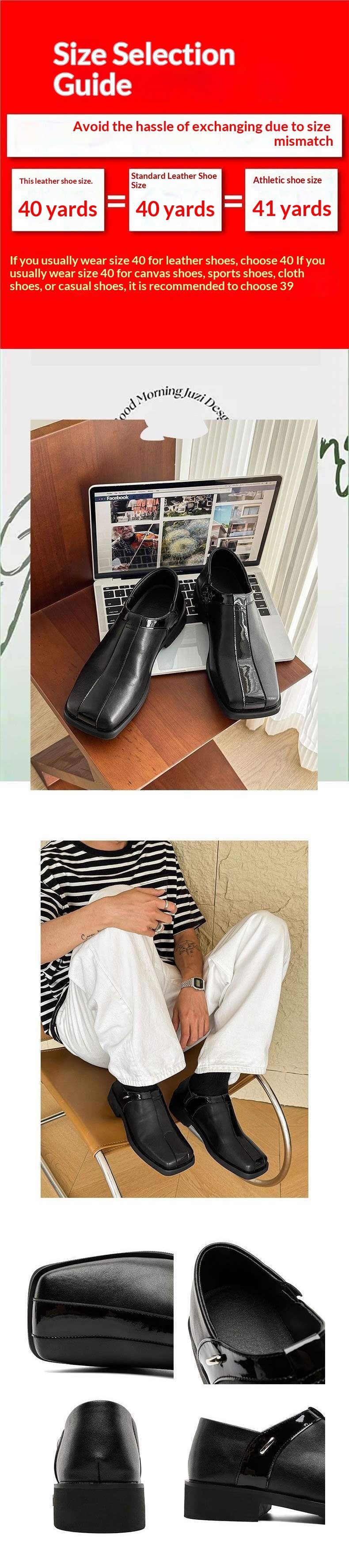 Chaussures pour hommes Voyage Slip-On à semelle épaisse, collection 2025, Derby en cuir, style business casual, bout carré, élégantes et rehaussantes._voghion.com