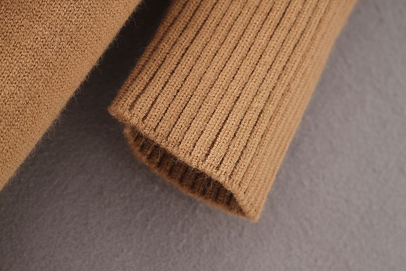 Damenbekleidung Herbst- und Winter-Strickpullover mit Doppeltaschen, mittellanger und langer Strickjackenpullover für Damen_voghion.com