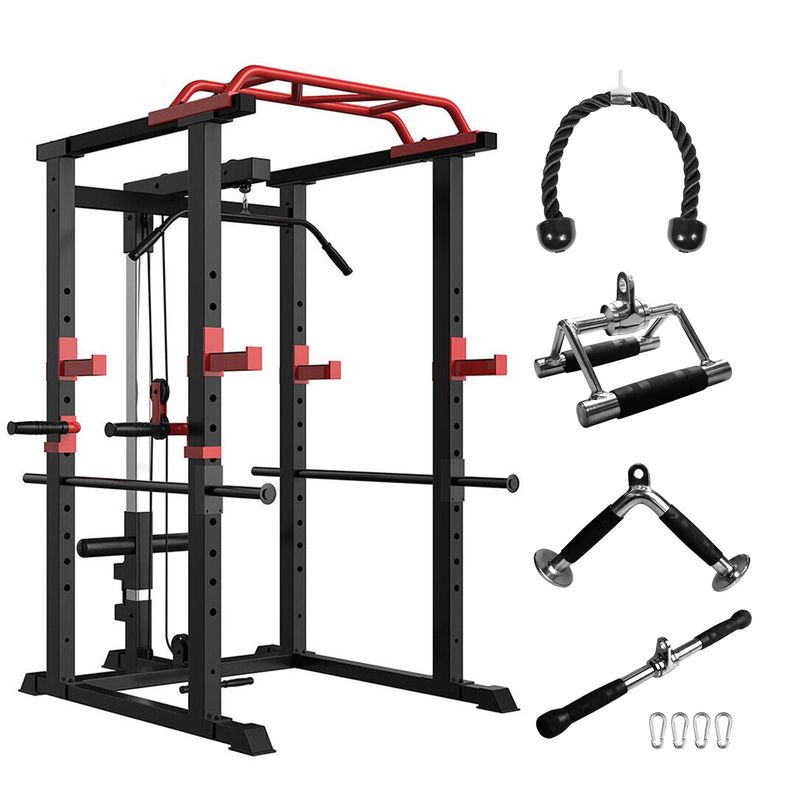 Multi-functional Power Cage,Home Adjustable Pullup Squat Rack 1000Lbs Capacity Comprehensive Fitness Barbell Rack_voghion.com