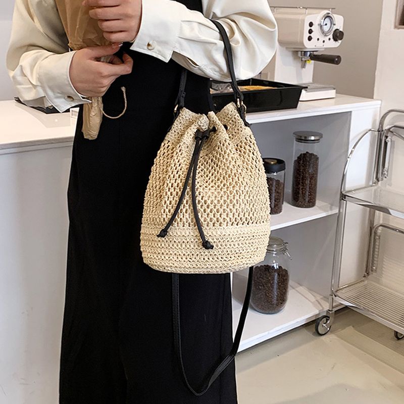 Borse a tracolla estive con coulisse, borse a secchiello da donna, borse in paglia intrecciata in rafia, borsa a tracolla casual da spiaggia_voghion.com
