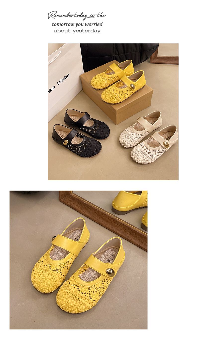 Thick-soled Inner Height-increasing Single Shoes Women's Woven One-pedal Velcro Mary Jane Shoes With Skirts Casual Shoes_voghion.com