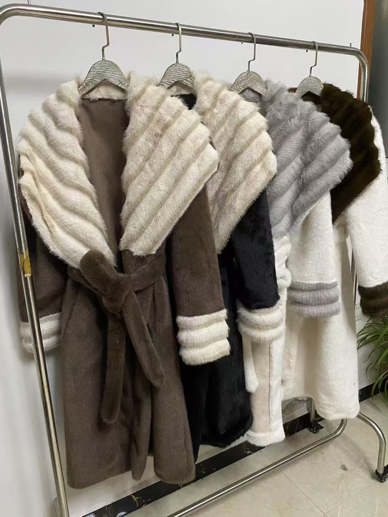 Elegante abrigo de piel sintética de conejo: chaqueta larga de invierno para mujer (talla única, hasta 61 kg, 4 colores)_voghion.com