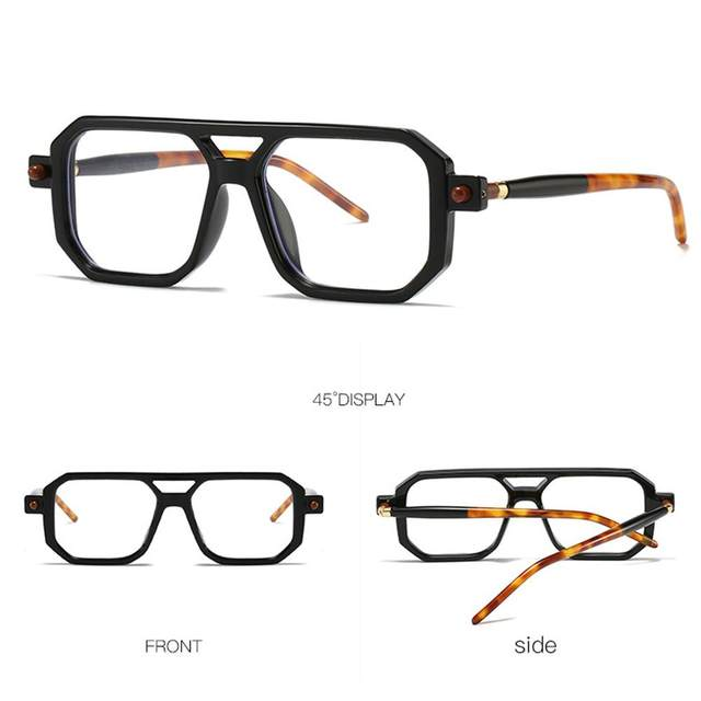 Lunettes de soleil rétro à Double pont pour femmes, léopard, à la mode, vêtements de rue en plein air, nuances pour hommes, UV400_voghion.com