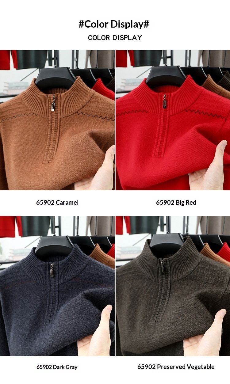 Pulse Pulse Romon Winter Wool Sweater For Men, Half Turtleneck, 2025 New Model, Middle-aged Dad's Zipper Base Sweater, Plus Size_voghion.com