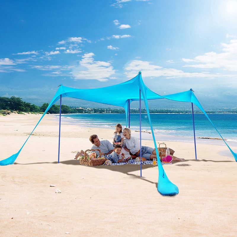 Tenda da spiaggia portatile con tettuccio in lycra - Protezione solare UV per campeggio, picnic e relax all'aperto_voghion.com
