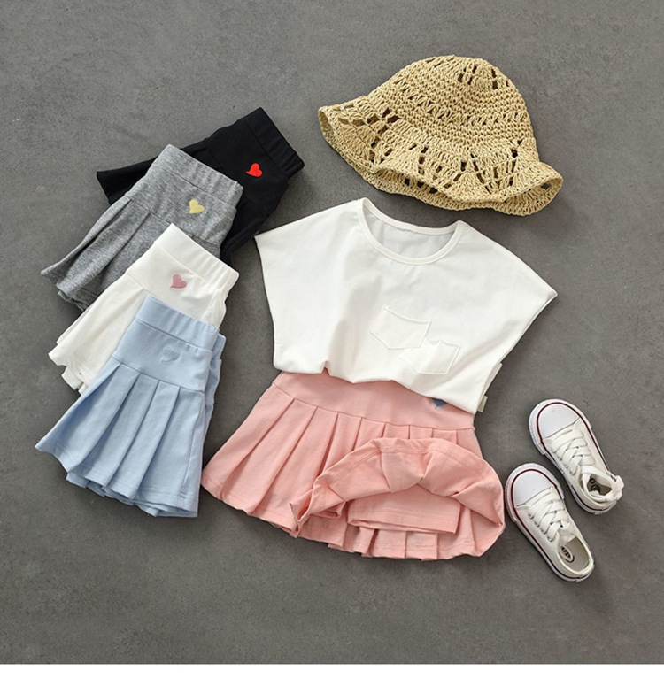 Fustă plisată pentru fete Mother&Kids, rochie de vară pentru copii cu pantaloni de siguranță, fustă subțire pentru copii de talie medie și mică_voghion.com