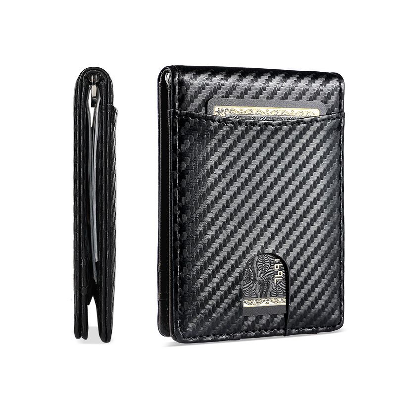 Herren-Geldbörse mit Kartenetui, komplett aus Mikrofaser-Leder, RFID-Schutz, Diebstahlschutz, neue Herren-Geldbörse aus Kohlefaser mit schlichter Textur, Dollar-Geldbörse_voghion.com
