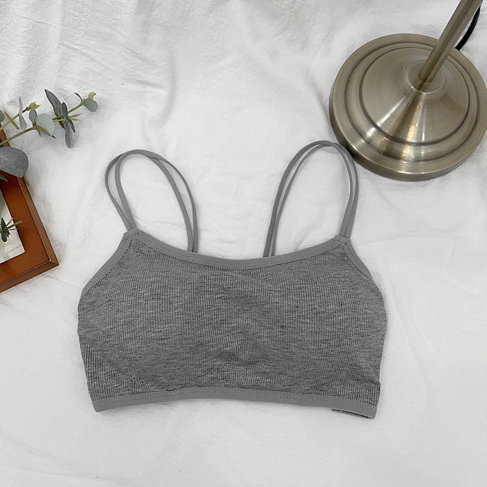 Beauty Back K-style Integrated Student Pure Color Spaghetti Strap Bra_voghion.com