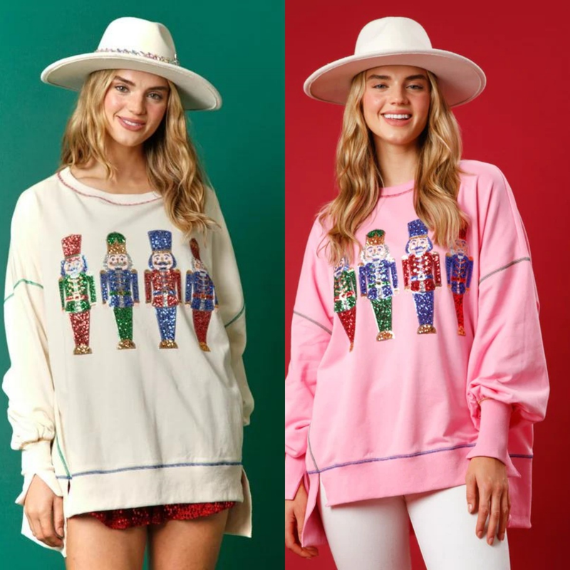 Weihnachten Damenbekleidung Kleidung Weihnachtssüße Pailletten verdickte vielseitige Oberteile Langarm-Sweatshirts_voghion.com