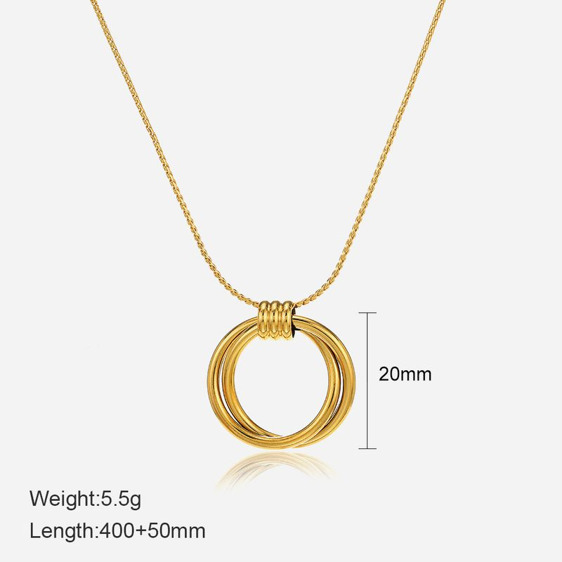 Collana semplice circolare in acciaio al titanio per donna con un design di nicchia e versatile anello cavo sulla clavicola_voghion.com
